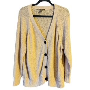 Naturals D&Co Womens Boucle Open Knit Cardigan Sz 1X Grannycore Coastal Heritage